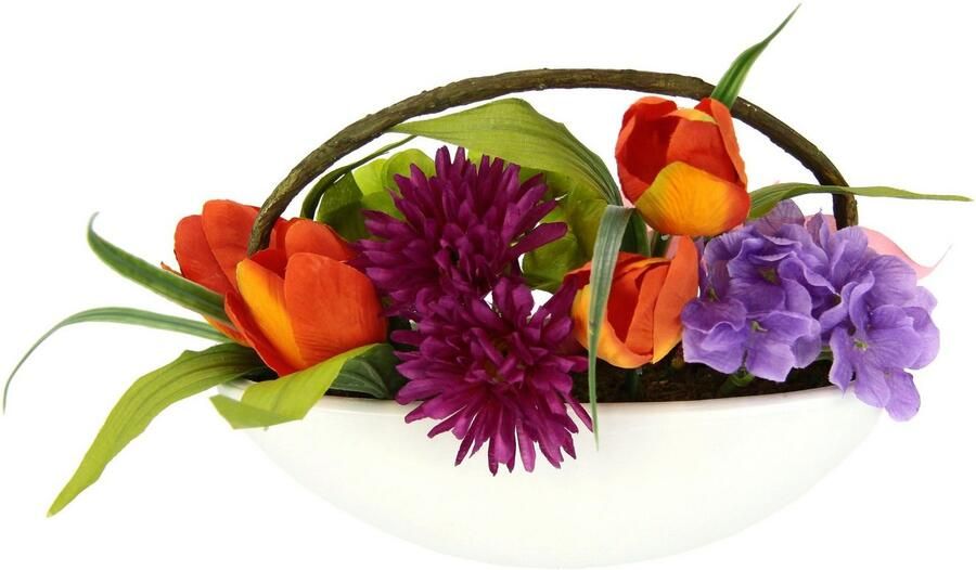 My home Takken Tulp calla hortensia gerbera In schaal kunstbloem zijden bloem (1 stuk)