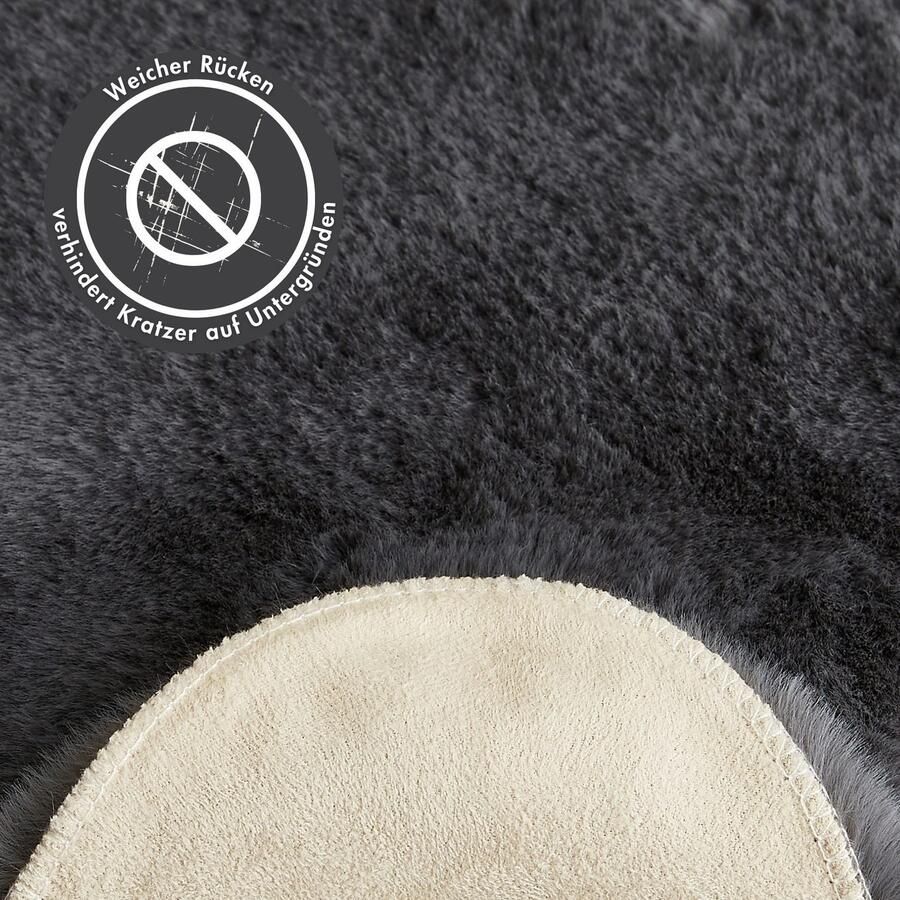 My home Vachtvloerkleed Lugano Kunstbont uni kleuren zacht & knuffelig ook als 2-set verkrijgbaar