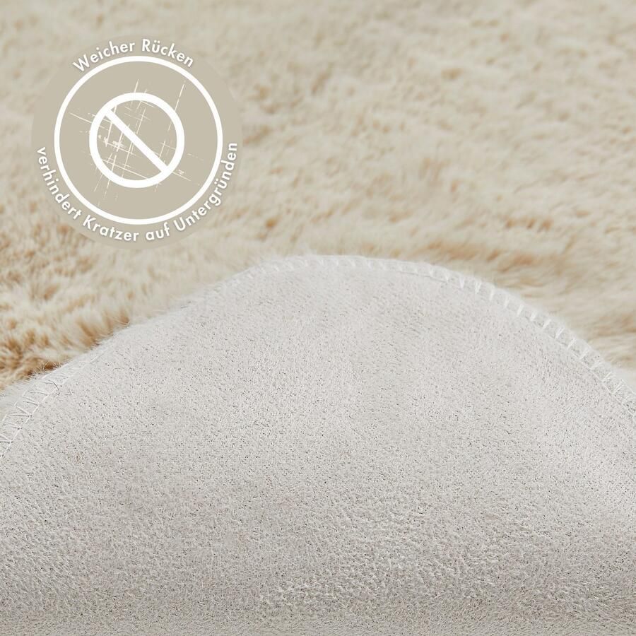 My home Vachtvloerkleed Lugano Kunstbont uni kleuren zacht & knuffelig ook als 2-set verkrijgbaar