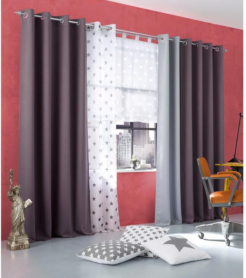 My home Verduisteringsgordijn Solana set van 2 breedte 140 cm uni (2 stuks)