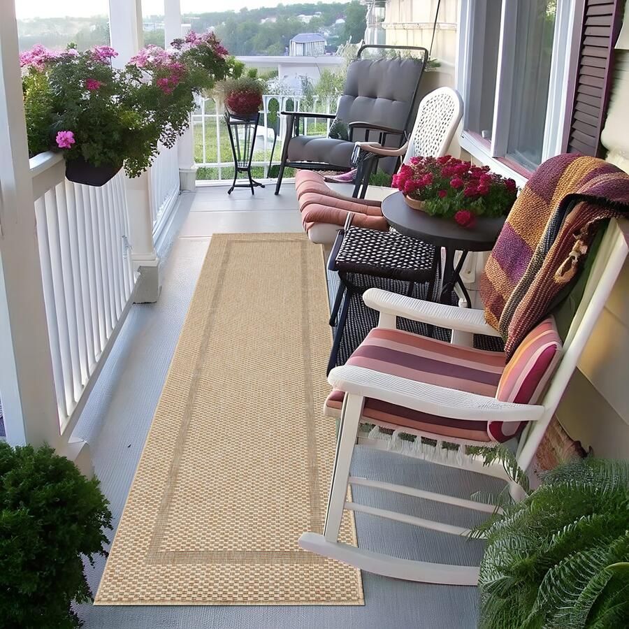 My home Vloerkleed Venetië rand is ook als loper verkrijgbaar Geschikt voor binnen en buiten sisal-look weerbestendig & uv-bestendig