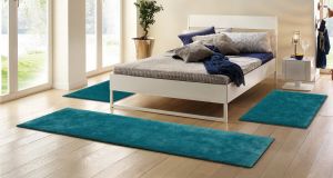 My home Set slaapkamerkleedjes met hoge pool Magong bijzonder zacht door microvezel unikleurig slaapkamerkleed loperset
