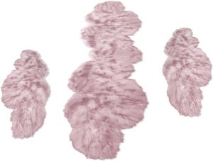 My home Set slaapkamerkleedjes Valeria Imitatiebont vloerkleden voor de slaapkamer kleedkamer wolkvorm