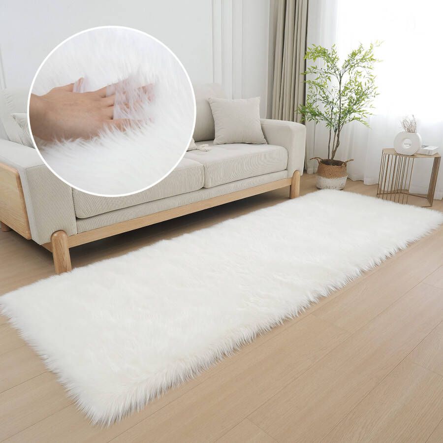 My home Vachtvloerkleed Dena hoogpolige tapijten Imitatiebont zacht unikleuren woonkamer slaapkamer eetkamer