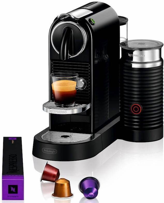 Nespresso Koffiecapsulemachine CITIZ EN 267.BAE van DeLonghi zwart inclusief aeroccino melkopschuimer welkomstpakket met 14 capsules
