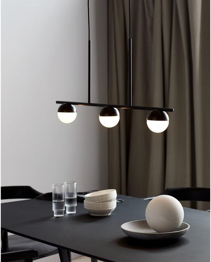 Nordlux Hanglamp CONTINA Textiel kabel met de mond geblazen opaal glas