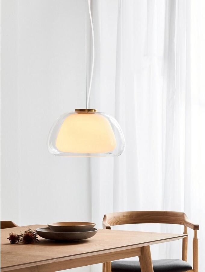 Nordlux Hanglamp JELLY Hanglamp messingapplicatie opaalglas met de mond geblazen in hoogte verstelbaar