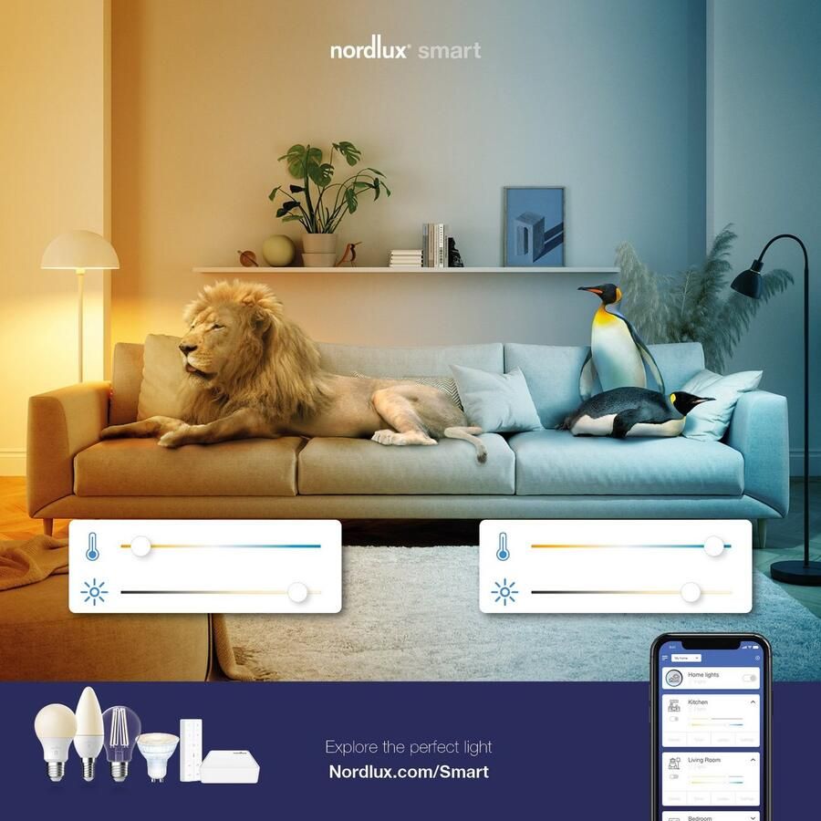 Nordlux Led-verlichting Smartlight Smart Home starter Kit+2 lampen + Bridge met wifi of bluetooth (1 stuk)