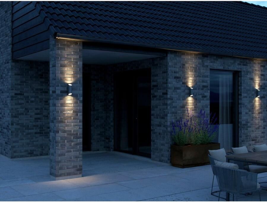 Nordlux Wandlamp voor buiten Nico Round Licht zowel naar boven als beneden aluminiumkast (1 stuk)