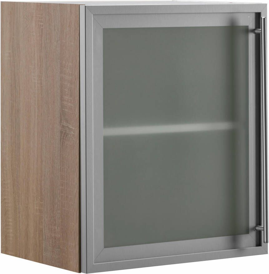 OPTIFIT Hangend kastje met glasdeur met glasdeurtje in aluminium-look breedte 50 cm