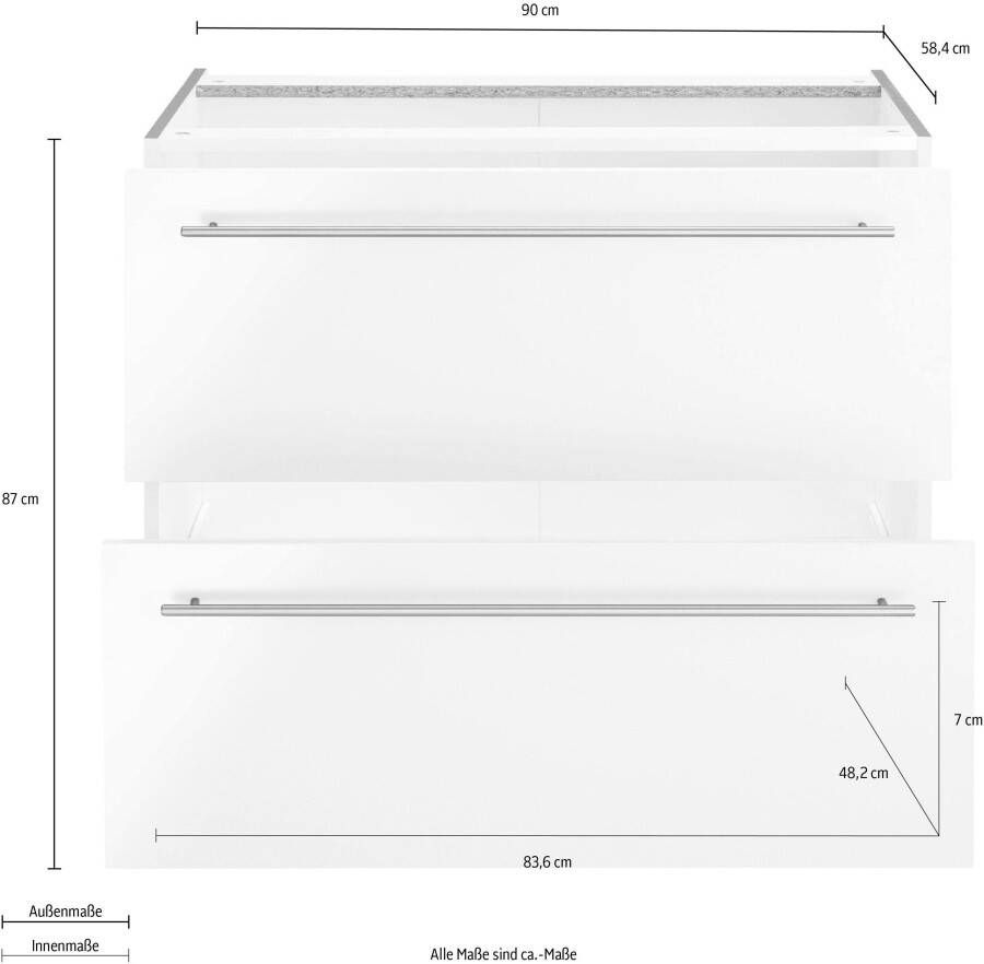 OPTIFIT Onderkast Bern 90 cm breed met 2 grote laden voor veel bergruimte