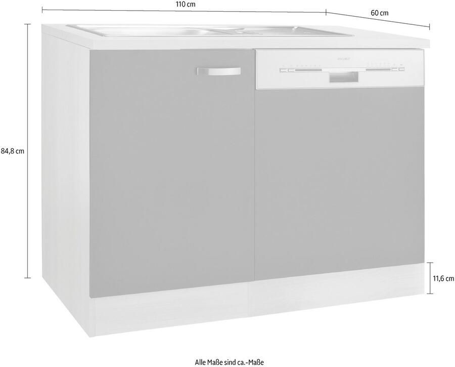 OPTIFIT Gootsteenkast Faro met deur voet voor vaatwasser