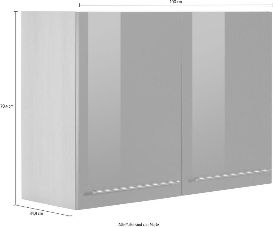 OPTIFIT Hangend kastje Bern Breedte 100 cm 70 cm hoog 2 deuren met metalen handgrepen