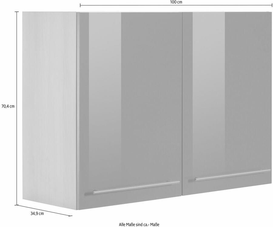 OPTIFIT Hangend kastje Bern Breedte 100 cm 70 cm hoog 2 deuren met metalen handgrepen