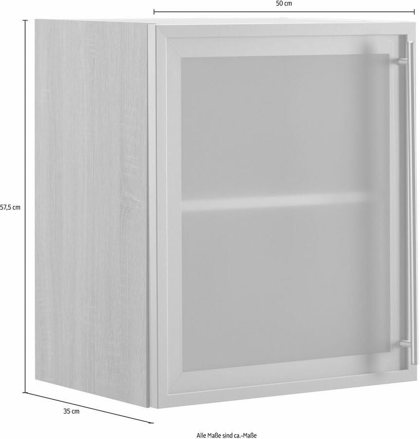 OPTIFIT Hangend kastje met glasdeur met glasdeurtje in aluminium-look breedte 50 cm
