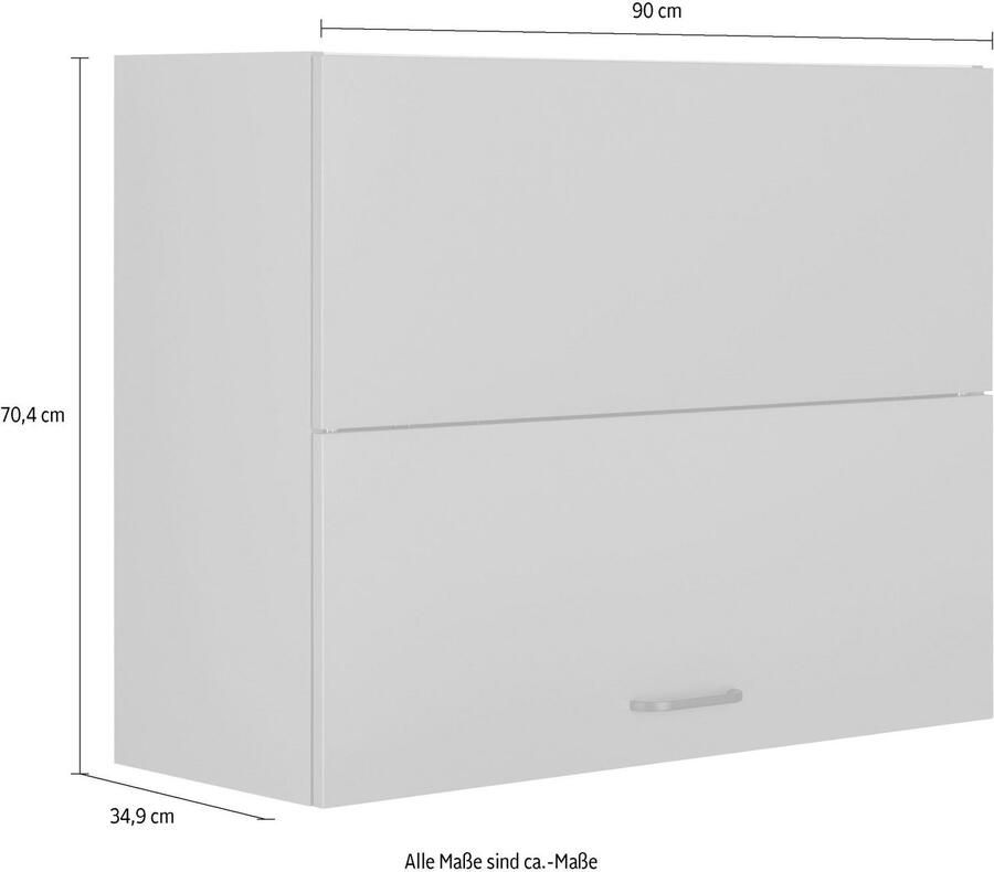 OPTIFIT Hangend kastje met vouwklep Elga met soft-closefunctie en metalen grepen breedte 90 cm