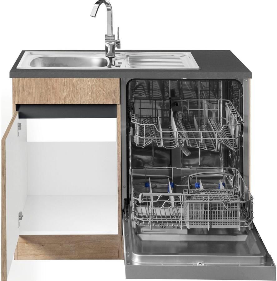 OPTIFIT Hoekkeuken Roth Afmetingen 300x175 cm naar keuze met elektrische apparaten met apothekerskast