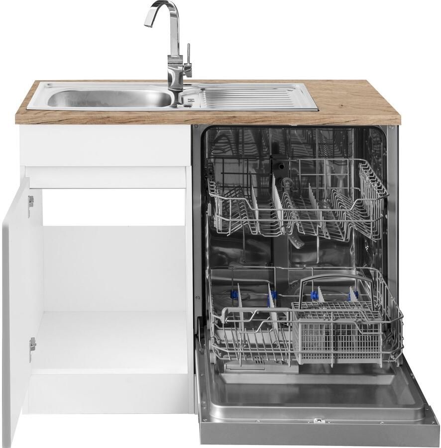 OPTIFIT Hoekkeuken Roth Afmetingen 300x175 cm naar keuze met elektrische apparaten met apothekerskast