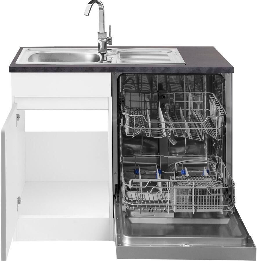 OPTIFIT Hoekkeuken Roth Afmetingen 300x175 cm naar keuze met elektrische apparaten met apothekerskast