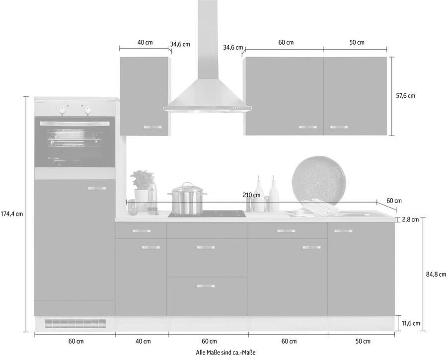 OPTIFIT Keukenblok Faro Breedte 270 cm optioneel met elektrische apparaten met werkblad