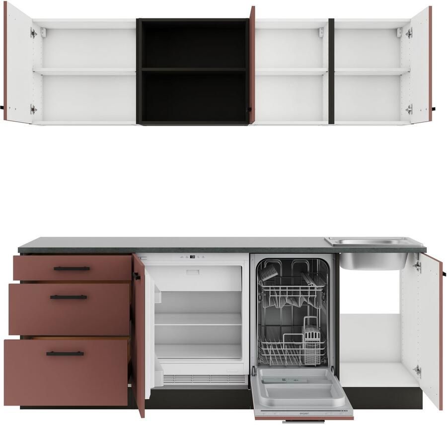 OPTIFIT Keukenblok Palma Breedte 210 cm optioneel met elektrische apparaten spiegelbeeld op te stellen