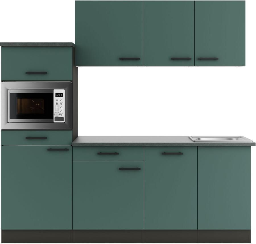 OPTIFIT Keukenblok Palma Breedte 210 cm optioneel met elektrische apparaten spiegelbeeld op te stellen