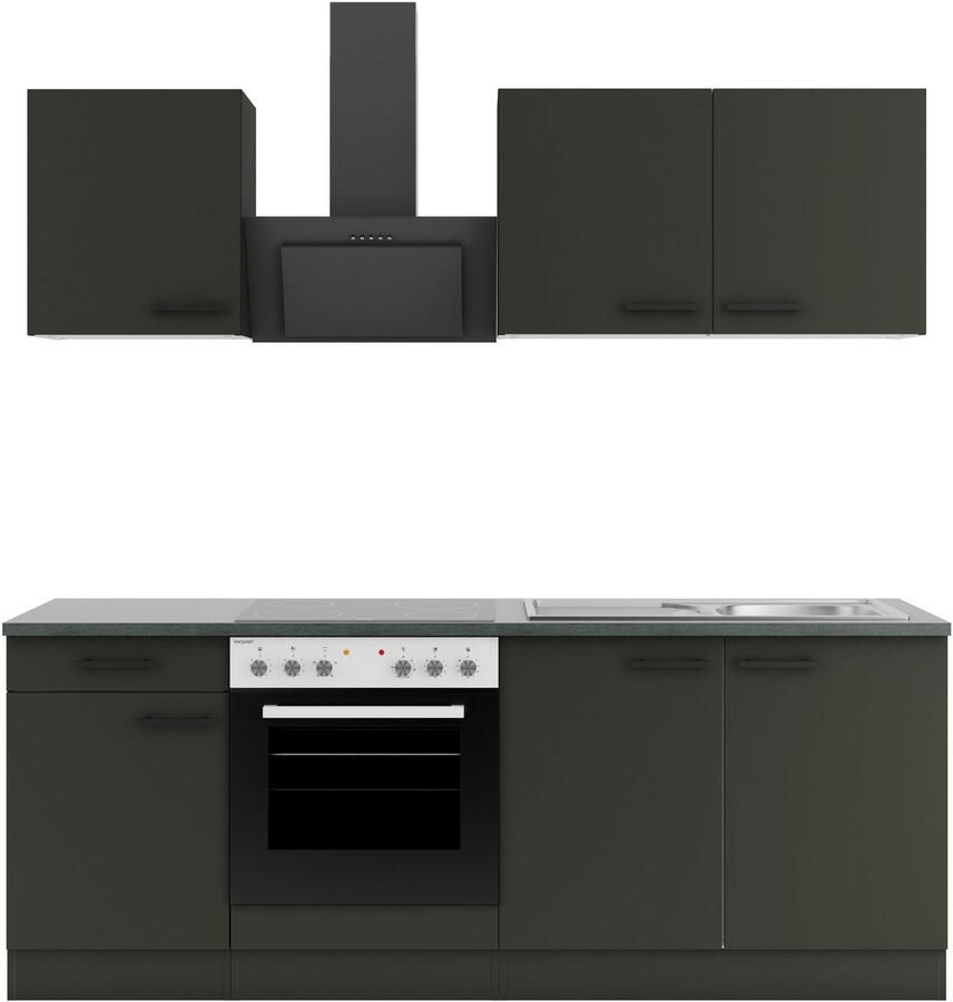 OPTIFIT Keukenblok Palma Breedte 210 cm optioneel met elektrische apparaten spiegelbeeld op te stellen