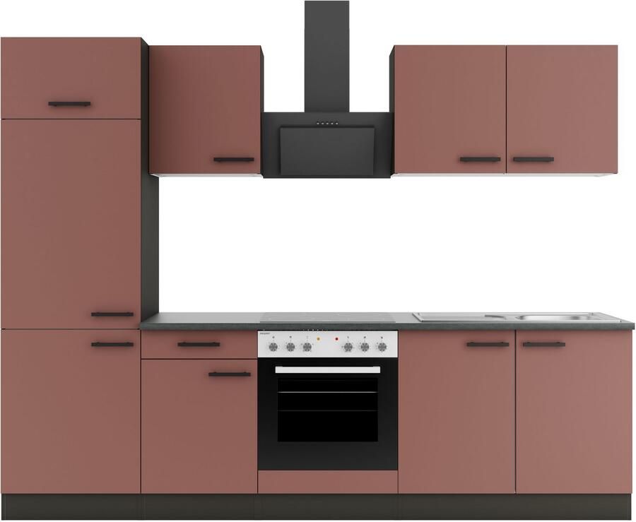 OPTIFIT Keukenblok Palma Breedte 270 cm optioneel met E-apparaten aan de zijkant omkeerbaar