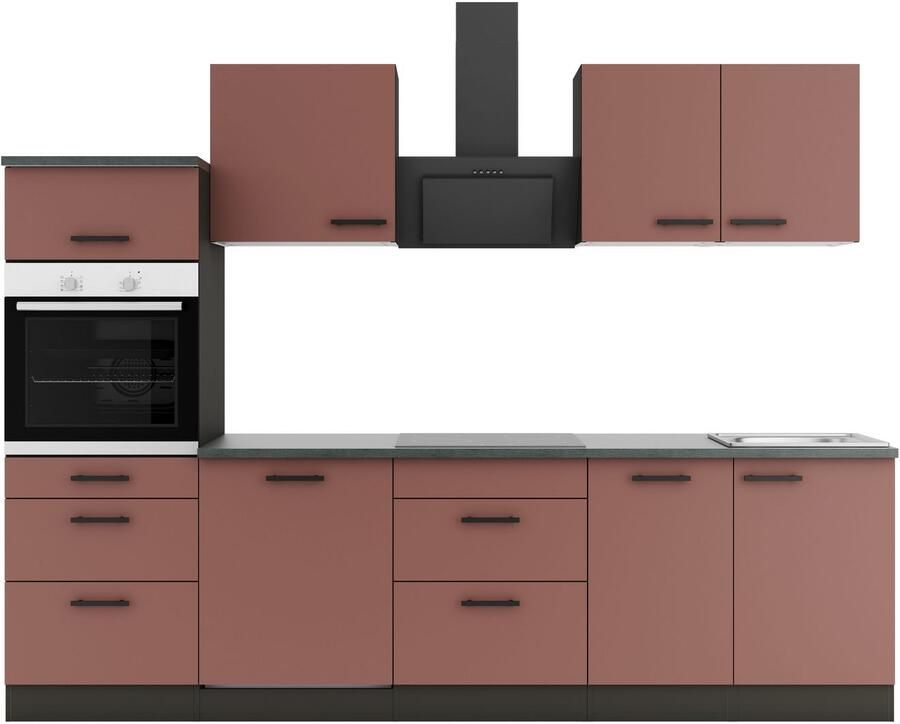 OPTIFIT Keukenblok Palma Breedte 270 cm optioneel met E-apparaten aan de zijkant omkeerbaar