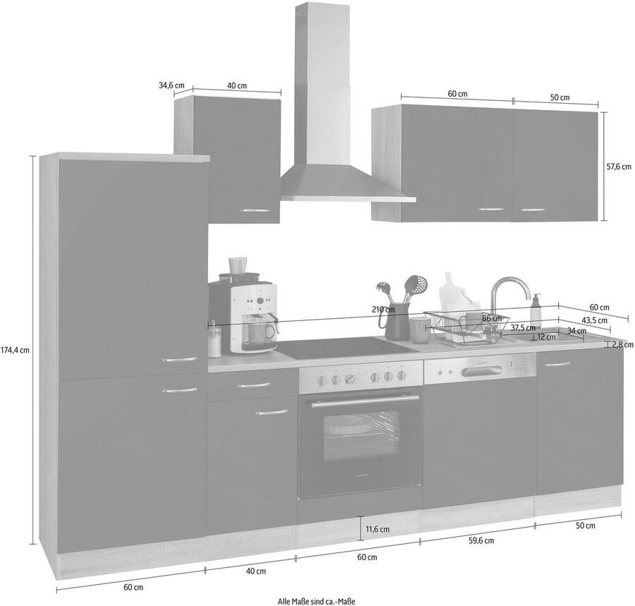 OPTIFIT Keukenblok Parare zonder elektrische apparaten breedte 270 cm