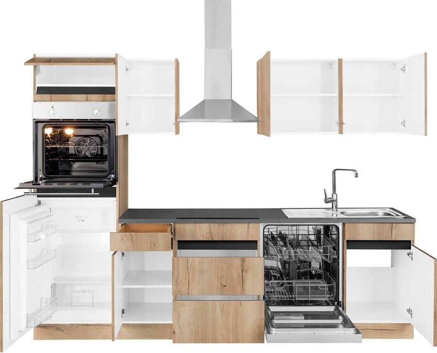 OPTIFIT Keukenblok Roth Breedte 270 cm optioneel met elektrische apparaten met push-to-open functie