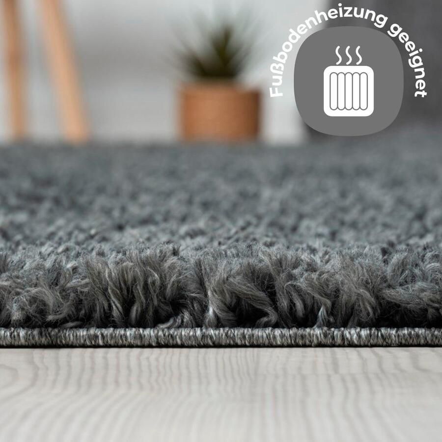 OTTO Hoogpolig vloerkleed Banji Uni-kleuren zacht en fluffy ook als rechthoekig verkrijgbaar