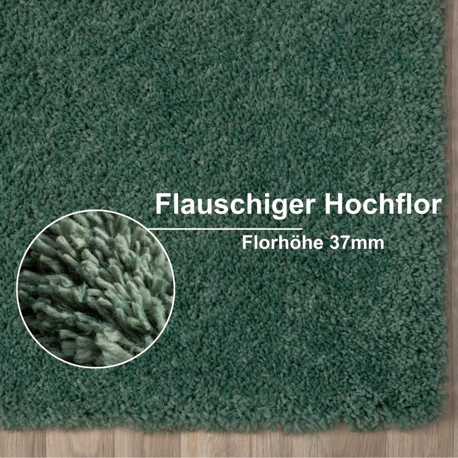 Myflair Möbel & Accessoires Set slaapkamerkleedjes met hoge pool My Shaggy uni-kleuren licht glanzend extra fluffy loper-set