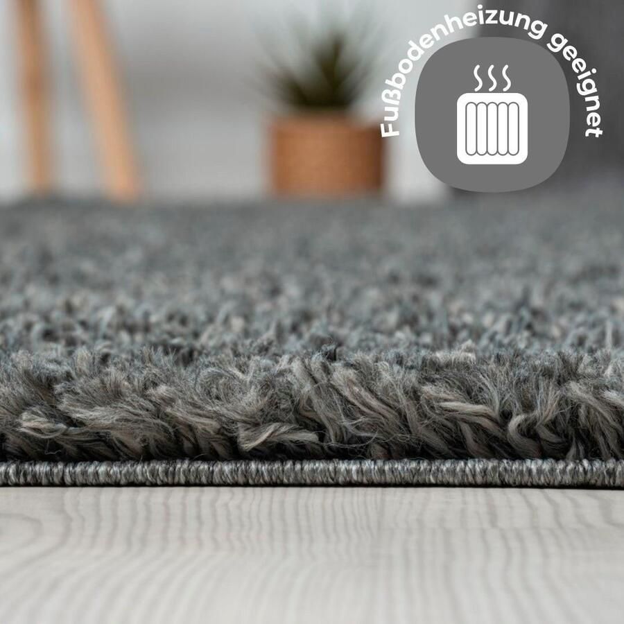 OTTO Hoogpolig vloerkleed Banji Uni-kleuren zacht en fluffy ook als rechthoekig verkrijgbaar