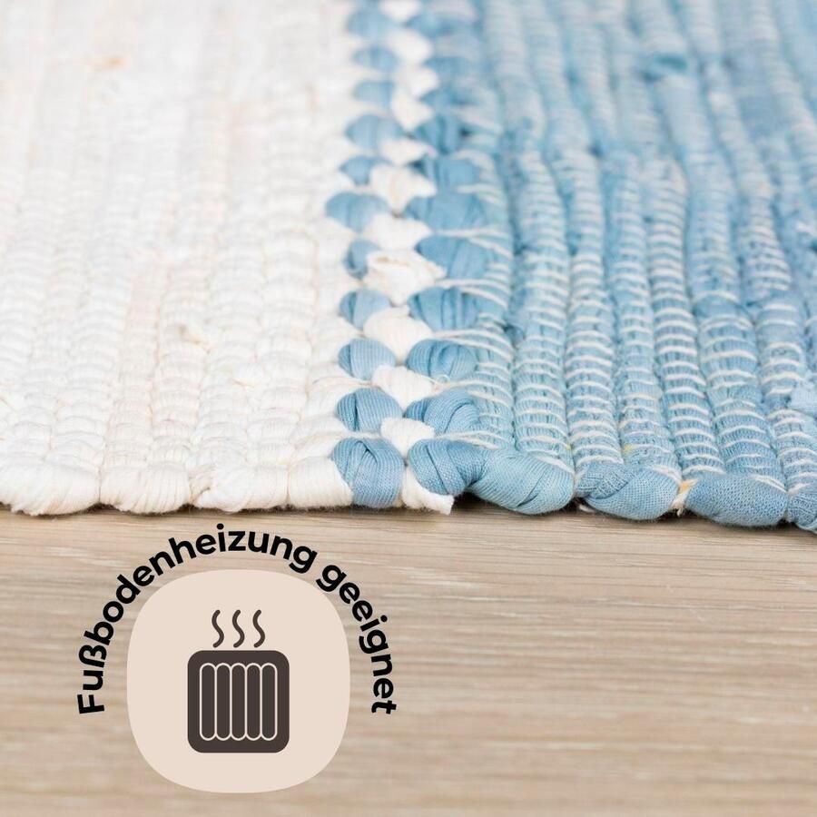 OTTO Vloerkleed Benja Handgeweven tapijt gestreept 90% katoen handgeweven met franjes