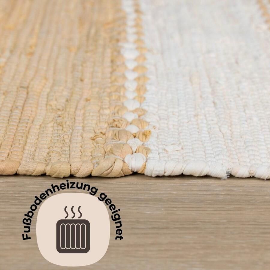 OTTO Vloerkleed Benja Handgeweven tapijt gestreept 90% katoen handgeweven met franjes