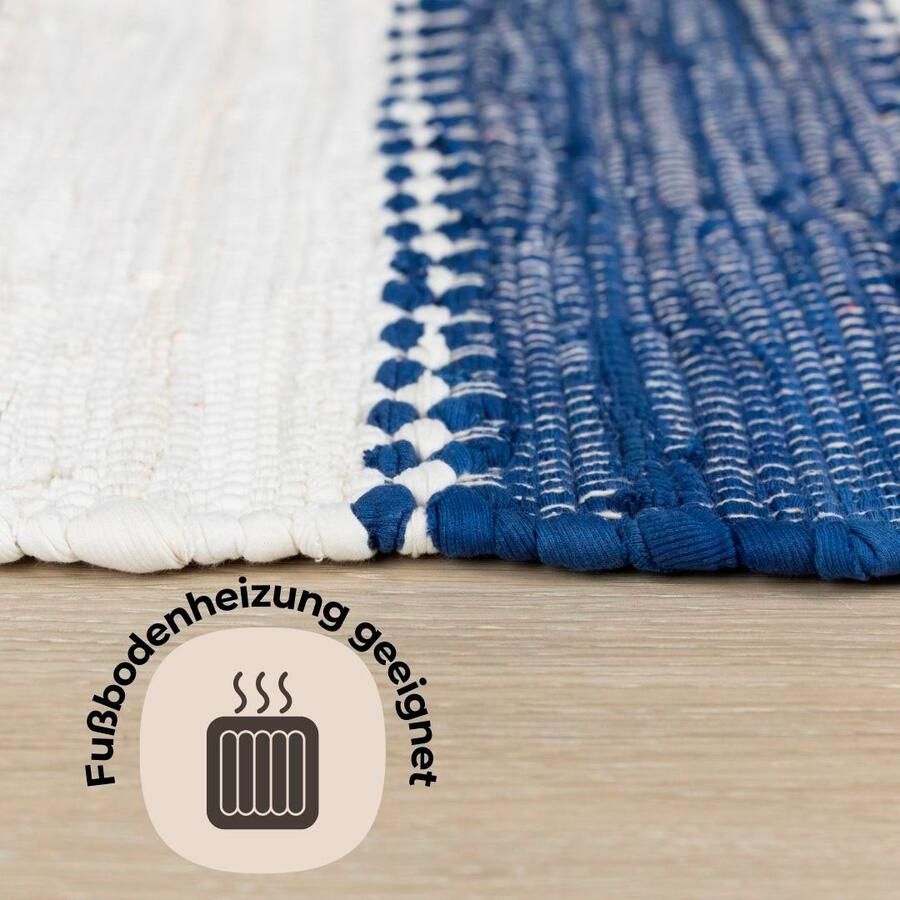 OTTO Vloerkleed Benja Handgeweven tapijt gestreept 90% katoen handgeweven met franjes