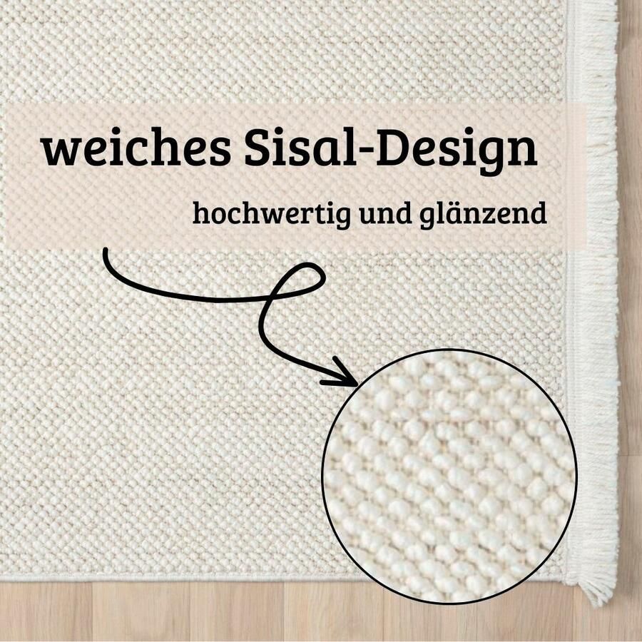 OTTO Vloerkleed Vals Uni-kleuren gemêleerd sisal-look ook in rond verkrijgbaar met franjes