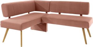 OTTO products Hoekbank Alessja Breedte lange zijde 192 of 212 cm bekleding van microvezel frame van eiken massief hout