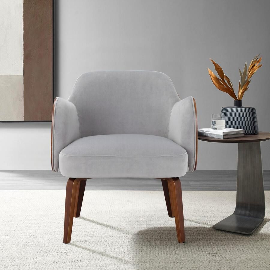 Home affaire Loungestoel Eleena fauteuil woonkamer Stof van gerecycled polyester poten van peppelhout zithoogte 47 cm (1 stuk)