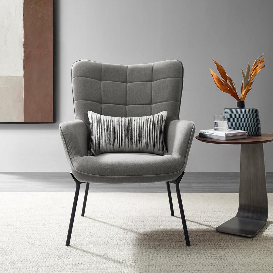 Home affaire Loungestoel Luukas ovale stoel met metalen poten Stof gerecycled polyester zacht verdikte zitting en rugleuning zithoogte 46 cm (1 stuk)