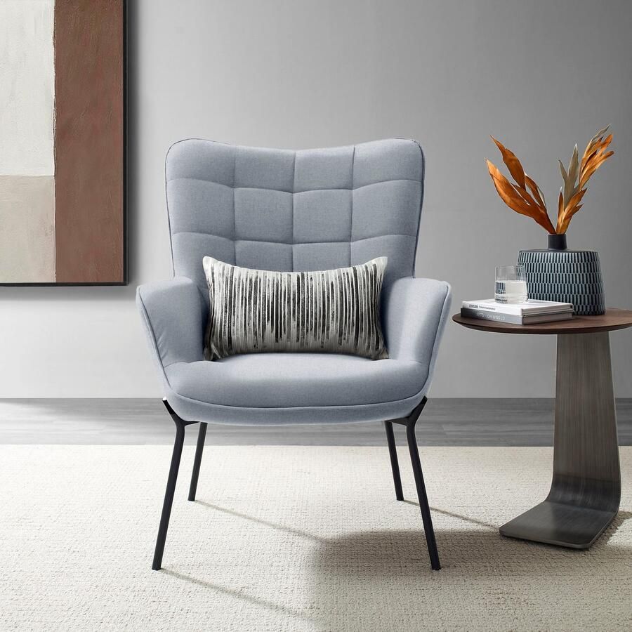 Home affaire Loungestoel Luukas ovale stoel met metalen poten Stof gerecycled polyester zacht verdikte zitting en rugleuning zithoogte 46 cm (1 stuk)