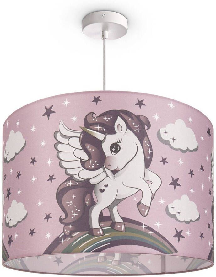 Paco Home Hanglamp Cosmo 213 Kinderlamp plafondlamp LED kinderkamer lamp met eenhoorn E27