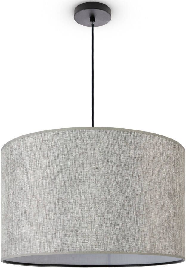 Paco Home Hanglamp HUGO CANVAS UNI COLOR Woonkamer stof lampenkap Scandinavisch uni hanglamp modern