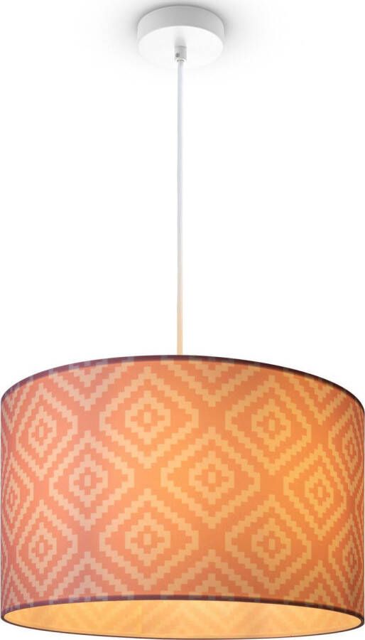 Paco Home Hanglamp Hugo Stella Pendellamp woonkamer lampenkap stof rond retro vintage textiel