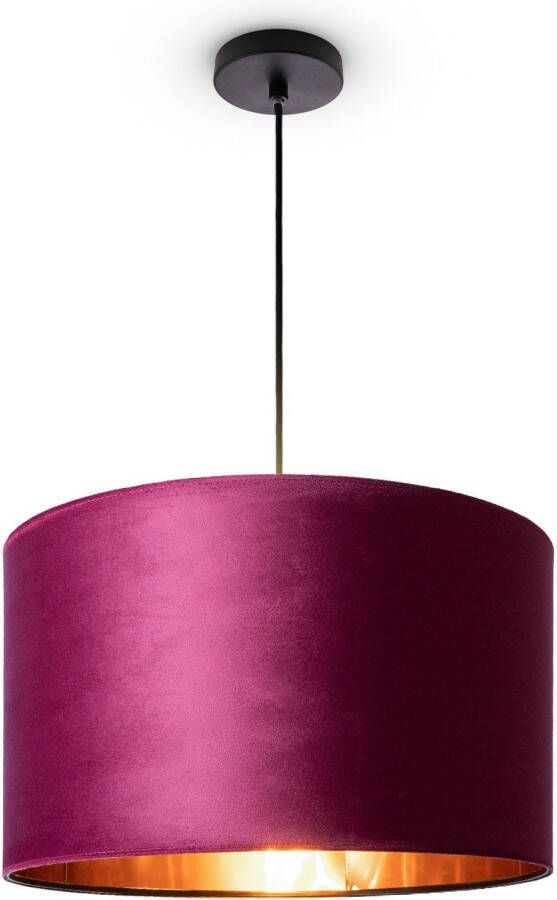Paco Home Hanglamp Hugo uni Color Woonkamer lampenkap van velours uni-kleuren decoratie E27 kabel 1 5m