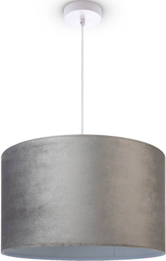 Paco Home Hanglamp Hugo uni Color Woonkamer lampenkap van velours uni-kleuren decoratie E27 kabel 1 5m