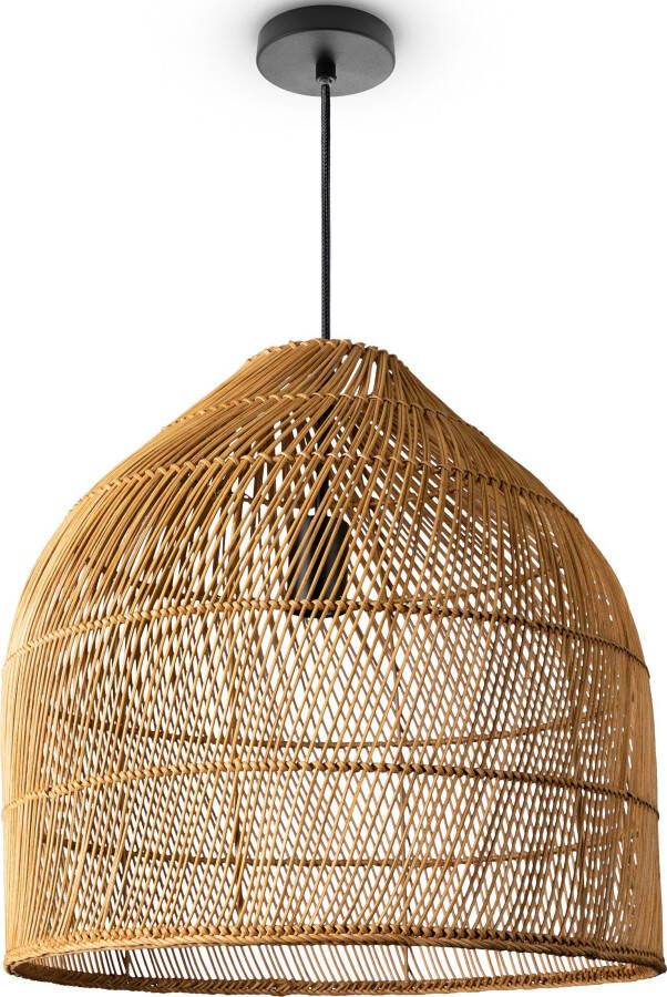 Paco Home Hanglamp LINNU Mandlamp rattan pendellamp woonkamer boho plafondlamp natuur