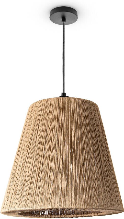 Paco Home Hanglamp VORGU E27 hanglamp papier Boho Rattan look natuur plafondlamp vintage