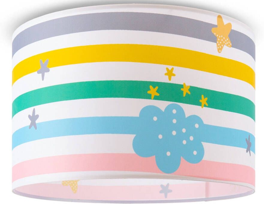 Paco Home Plafondlamp Tweet 462 Lamp kinderkamer babykamer plafondlamp strepen regenboog E27